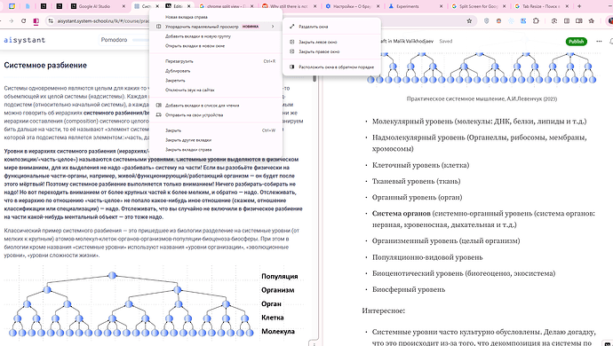 (слева текст руководства, справа “попутный” черновик)